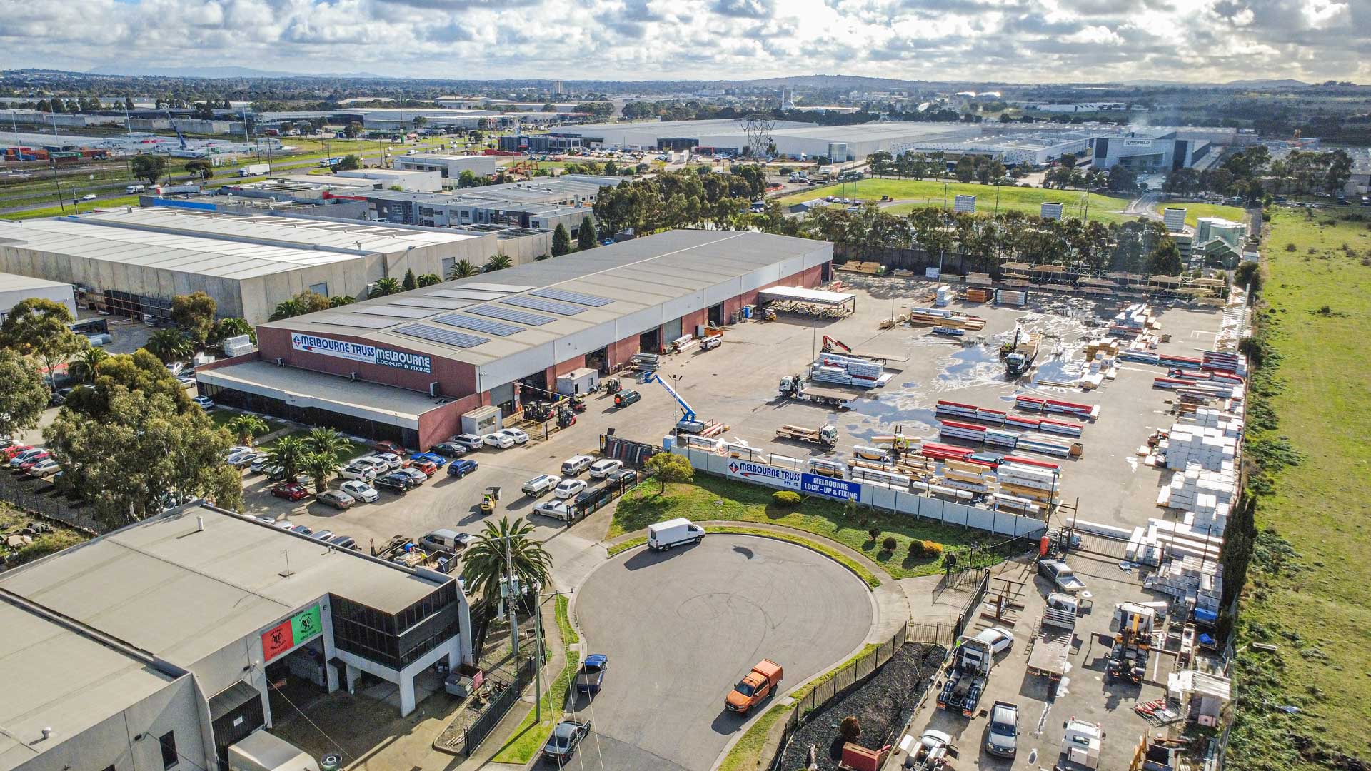 Aerial shot of the Melbourne Truss site in Somerton, Victoria
