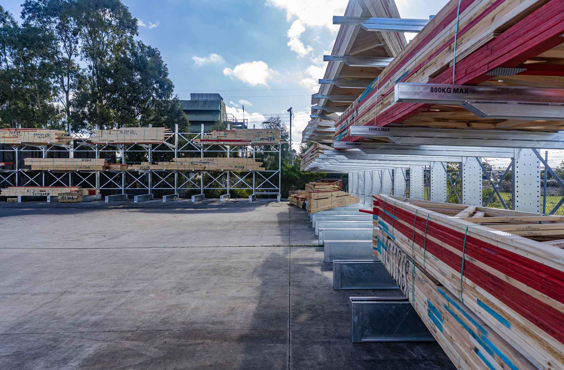 Emrack Galvanised Cantilever Racking at Melbourne Truss site in Somerton, Victoria
