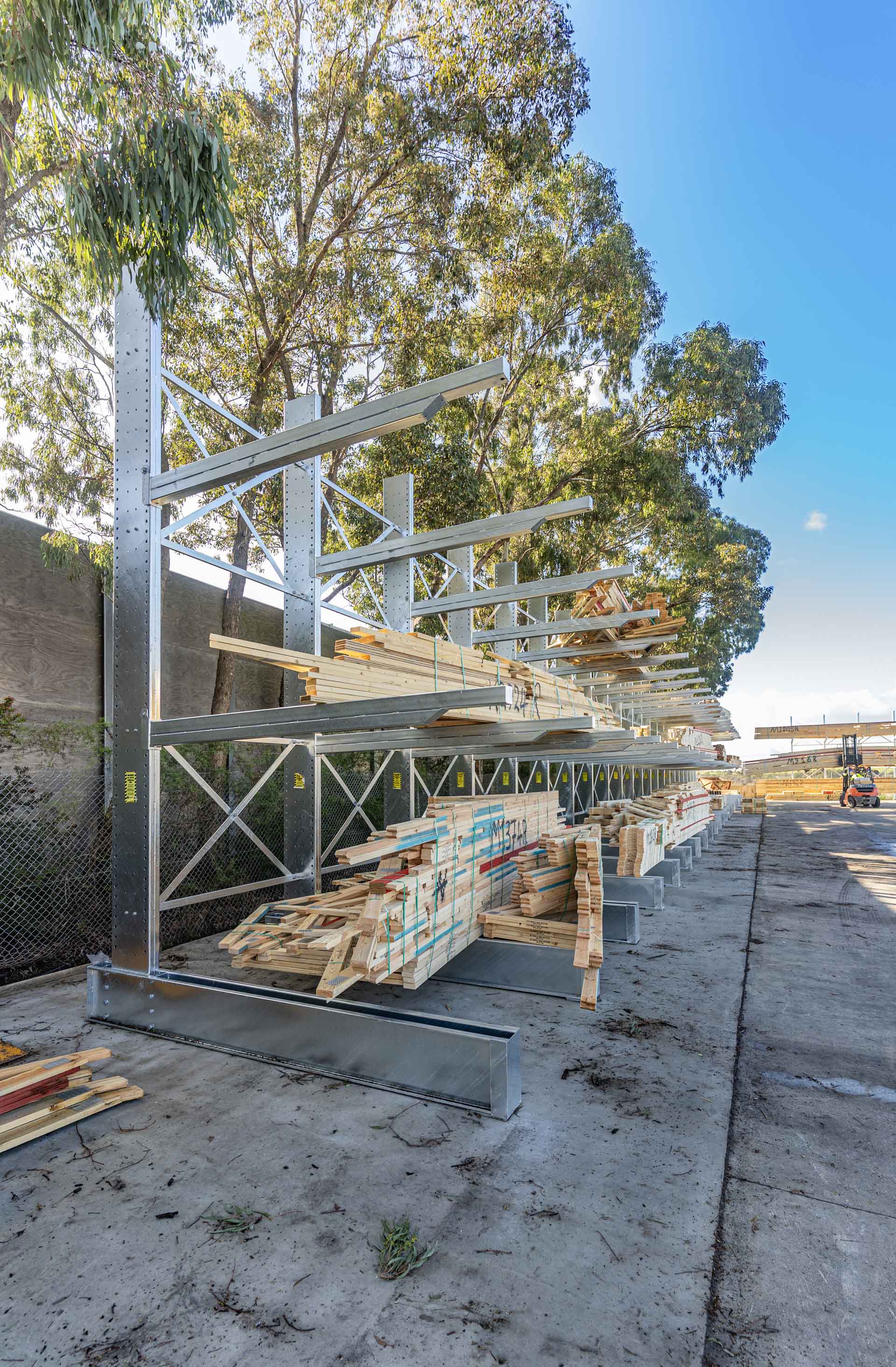 Emrack Galvanised Cantilever Racking at Melbourne Truss site in Somerton, Victoria
