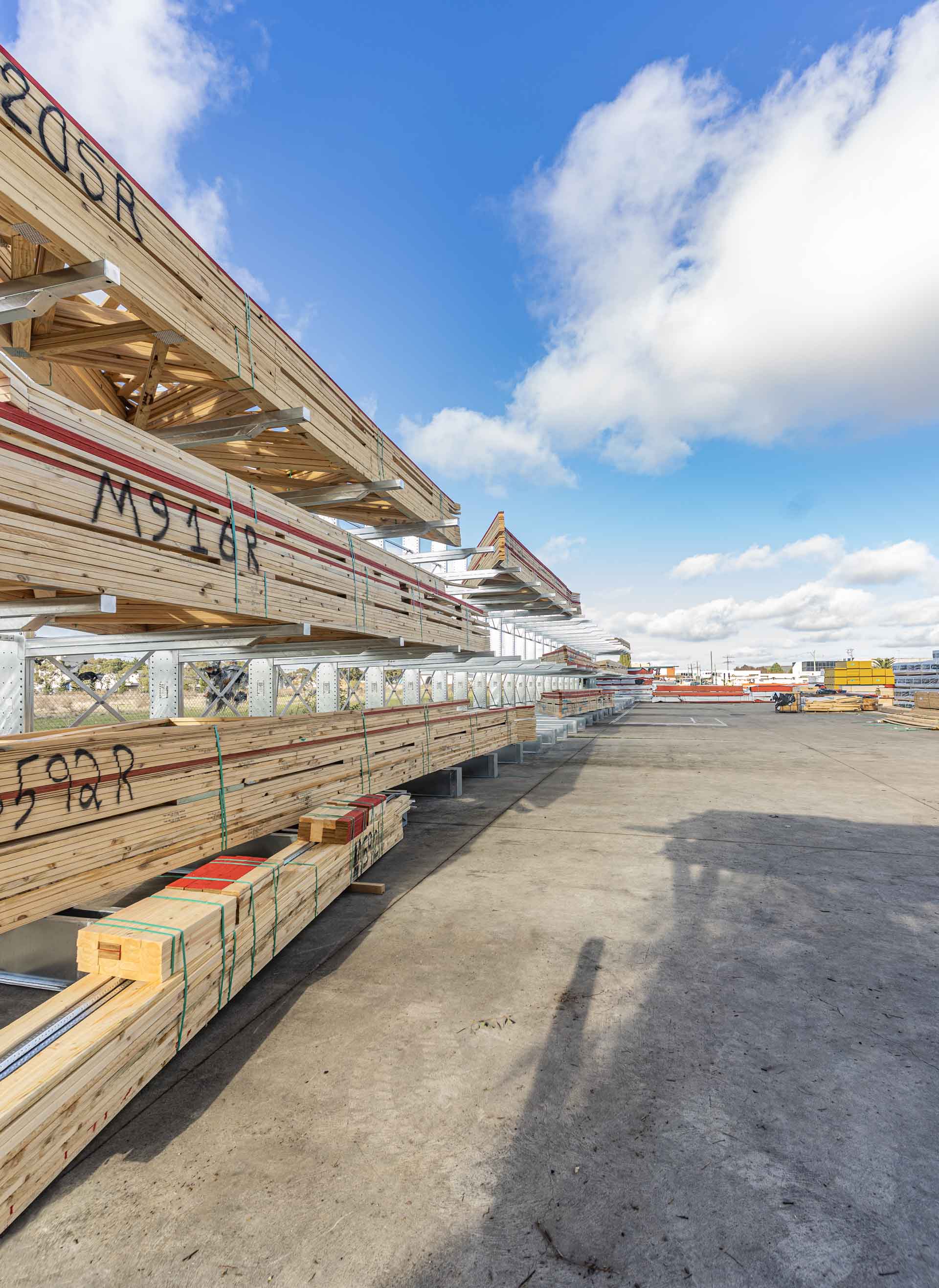 Emrack Galvanised Cantilever Racking at Melbourne Truss site in Somerton, Victoria