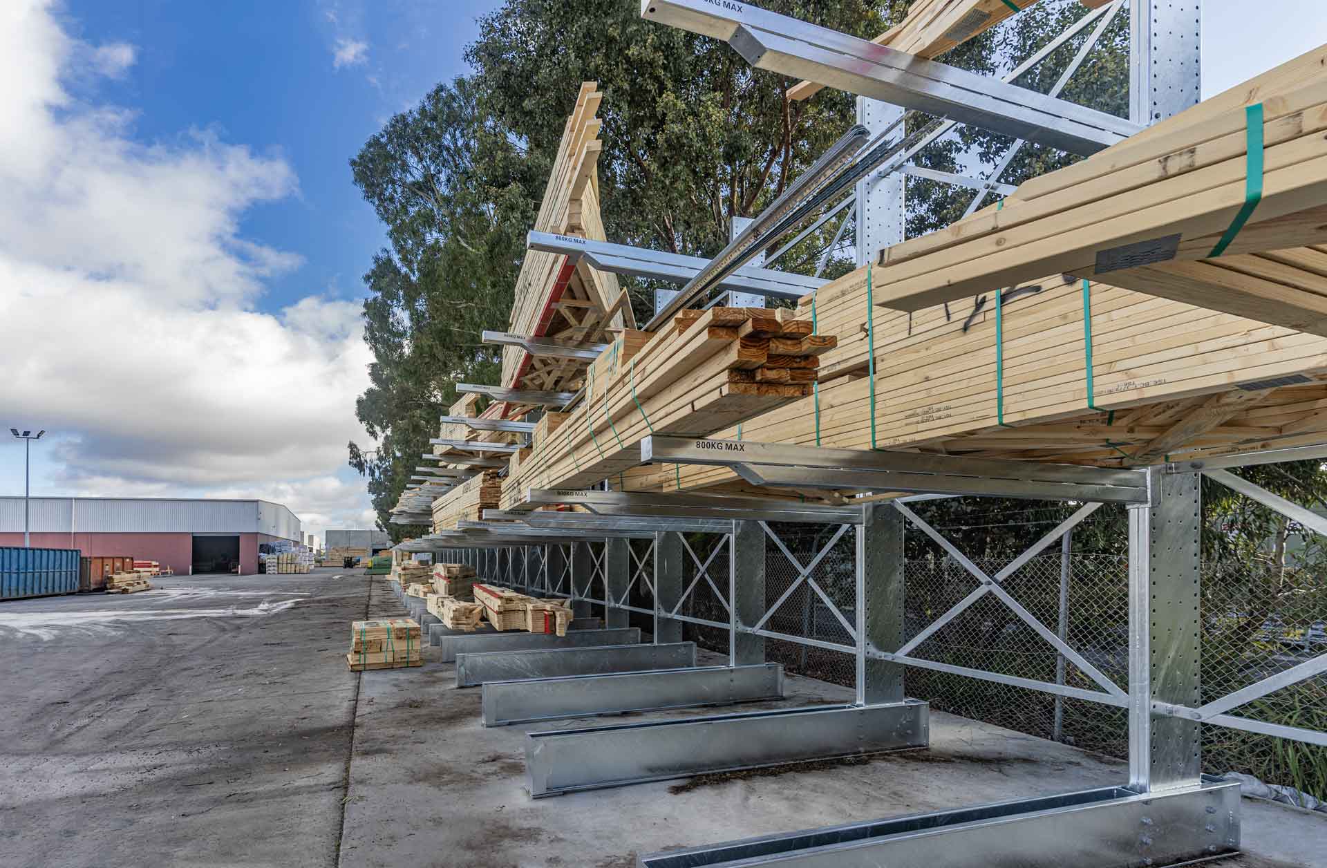 Emrack Galvanised Cantilever Racking at Melbourne Truss site in Somerton, Victoria