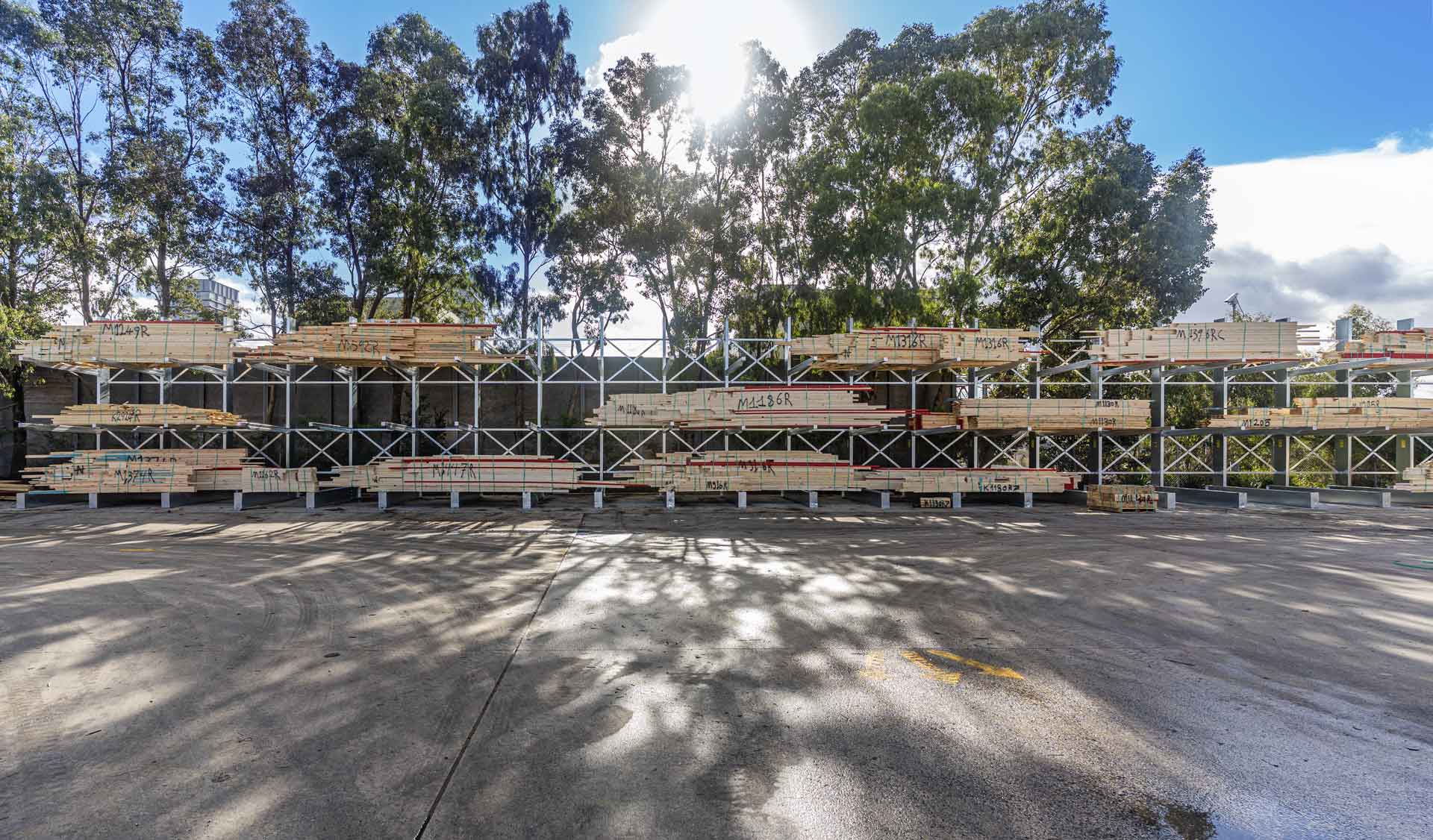 Emrack Galvanised Cantilever Racking at Melbourne Truss site in Somerton, Victoria